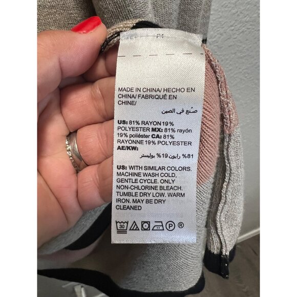 Chicos Womens Open Front Cardigan Sweater Size 2 Stripe Pattern Rayon Blend - Picture 4 of 5